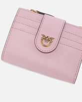 Small smooth leather wallet with logo - Light Pink | Pinko