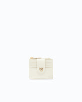 Small smooth leather wallet with logo - White | Pinko
