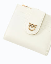 Small smooth leather wallet with logo - White | Pinko