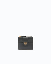 Small smooth leather wallet with logo - Black | Pinko