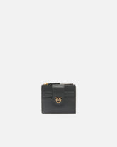Small smooth leather wallet with logo - Black | Pinko