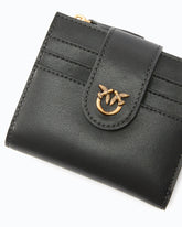 Small smooth leather wallet with logo - Black | Pinko