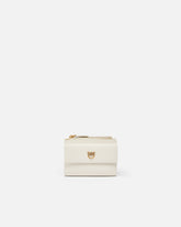Compact small wallet in smooth leather with logo - White | Pinko