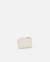 Compact small wallet in smooth leather with logo - White | Pinko