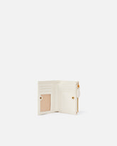 Compact small wallet in smooth leather with logo - White | Pinko