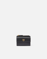 Compact small wallet in smooth leather with logo - Black | Pinko