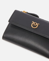Compact small wallet in smooth leather with logo - | Pinko