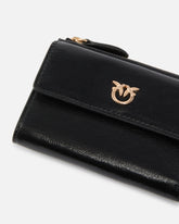 Kleine, kompakte Geldbörse aus glänzendem Leder mit Logo - | Pinko