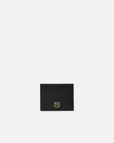 Leather card holder with Love Birds logo - Black | Pinko