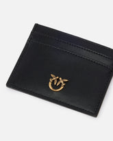 Leather card holder with Love Birds logo - Black | Pinko