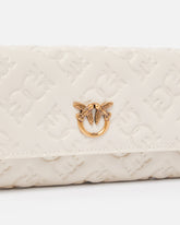 Rectangular Monogram leather wallet with strap - | Pinko