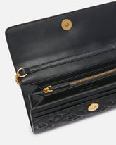 Rectangular Monogram leather wallet with strap - | Pinko