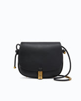 Large leather crossbody bag with knots - Black | Pinko
