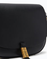 Large leather crossbody bag with knots - Black | Pinko
