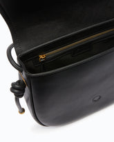 Large leather crossbody bag with knots - Black | Pinko
