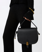 Large leather crossbody bag with knots - Black | Pinko
