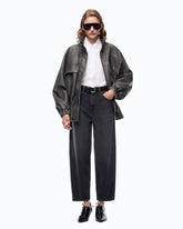 Balloon-fit jeans with leather-effect inserts - | Pinko
