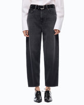 Balloon-fit jeans with leather-effect inserts - | Pinko