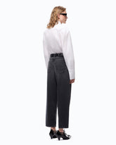 Balloon-fit jeans with leather-effect inserts - | Pinko