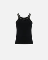 Ribbed top with bejewelled embellishment - | Pinko