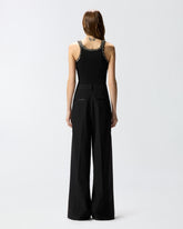 Ribbed top with bejewelled embellishment - | Pinko