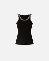Ribbed top with bejewelled embellishment - Black | Pinko