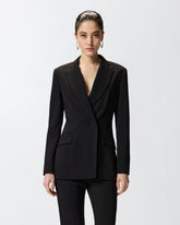 Fitted double-breasted jacket - Black | Pinko