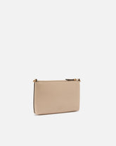 Flache Clutch aus Leder mit Logo Love Birds - Beige | Pinko