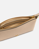 Flache Clutch aus Leder mit Logo Love Birds - Beige | Pinko