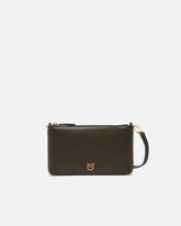 Flache Clutch aus Leder mit Logo Love Birds - Grau | Pinko