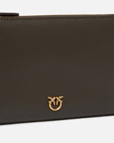 Flat leather clutch with Love Birds logo - | Pinko