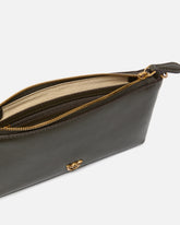 Flat leather clutch with Love Birds logo - | Pinko