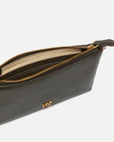 Flache Clutch aus Leder mit Logo Love Birds - Grau | Pinko