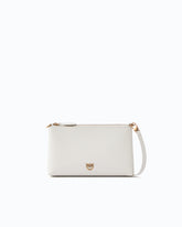 Flat leather clutch with Love Birds logo - | Pinko