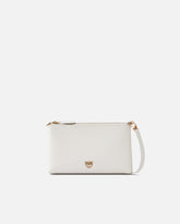 Flat leather clutch with Love Birds logo - White | Pinko