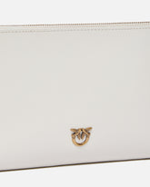 Flat leather clutch with Love Birds logo - White | Pinko