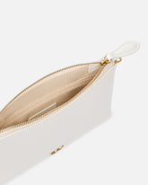 Flat leather clutch with Love Birds logo - White | Pinko