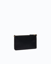 Flat leather clutch with Love Birds logo - Black | Pinko