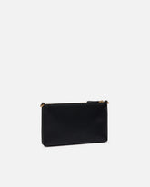 Flat leather clutch with Love Birds logo - Black | Pinko