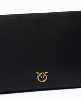 Flache Clutch aus Leder mit Logo Love Birds - Schwarz | Pinko