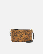 Small crossbody clutch in leopard-print suede - | Pinko