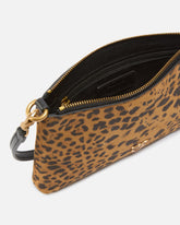 Small crossbody clutch in leopard-print suede - | Pinko