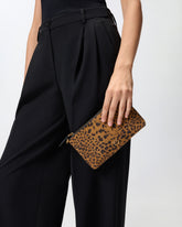 Small crossbody clutch in leopard-print suede - | Pinko