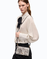Mini Flat Horizontal crossbody clutch in python-print leather - | Pinko