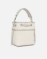 Small leather bucket bag with threads - | Pinko