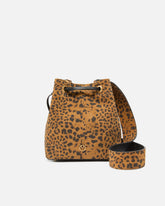 Kleine Beuteltasche mit Schulterriemen aus Veloursleder mit Leopardenprint - | Pinko