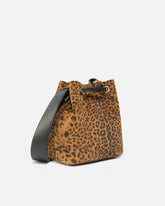 Kleine Beuteltasche mit Schulterriemen aus Veloursleder mit Leopardenprint - | Pinko