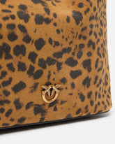 Kleine Beuteltasche mit Schulterriemen aus Veloursleder mit Leopardenprint - | Pinko
