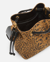 Small crossbody bucket bag in leopard-print suede - | Pinko