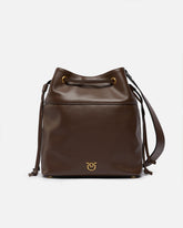 Leather bucket bag with Love Birds logo - | Pinko